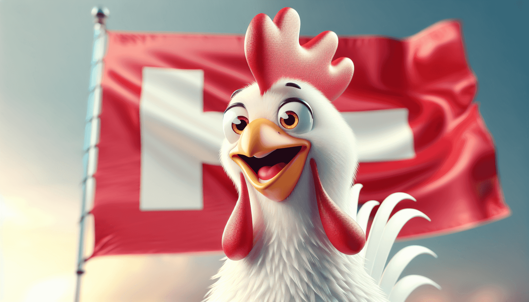 Chicken with Swiss flag